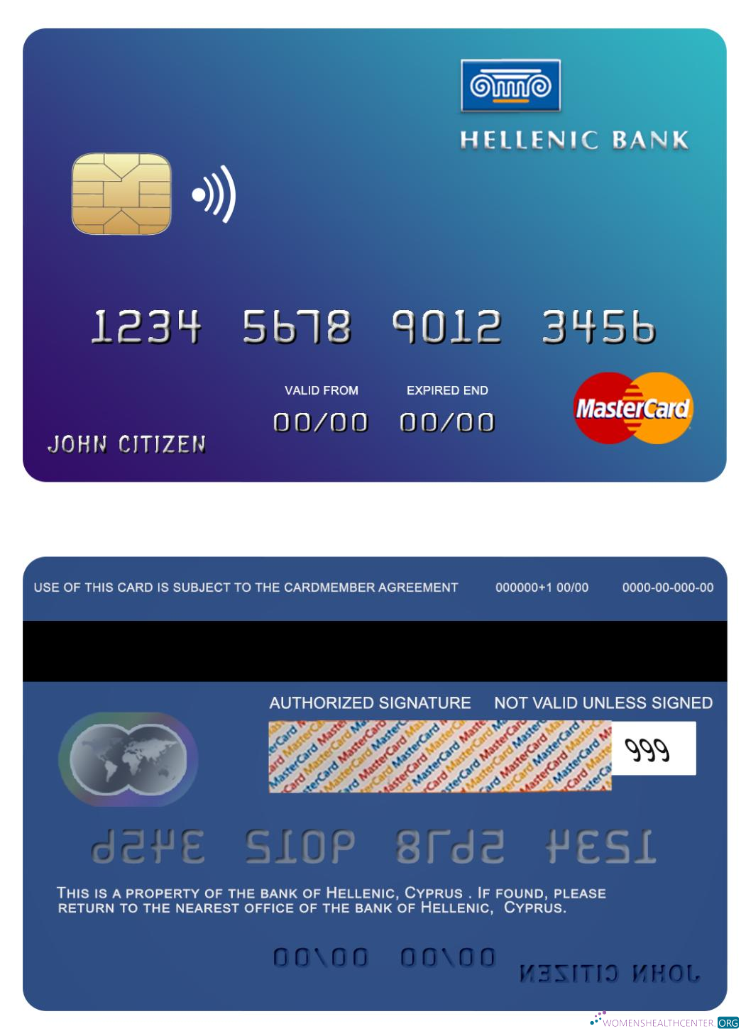 Download Cyprus Hellenic bank mastercard Photoshop template